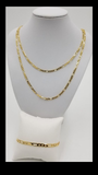 14k 4mm Gold Filled Figaro 2 Chains 20" 24" and Bracelet Set