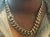 14k 16mm Gold Plated Cuban Link Chain